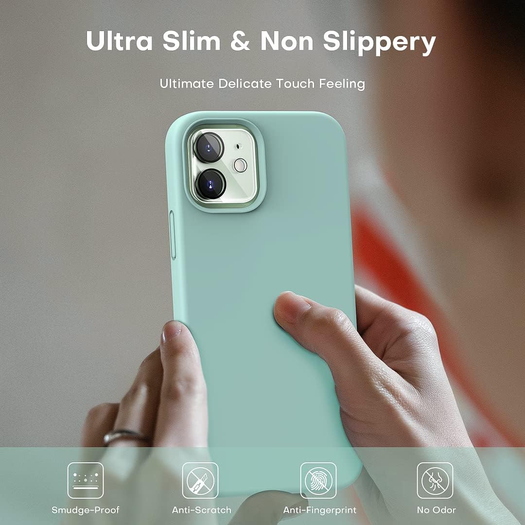 TOCOL Funda 5 en 1 para iPhone 12, para iPhone 12 Pro, con 2 protectores de pantalla + 2 protectores de lente de cámara, funda de silicona a prueba