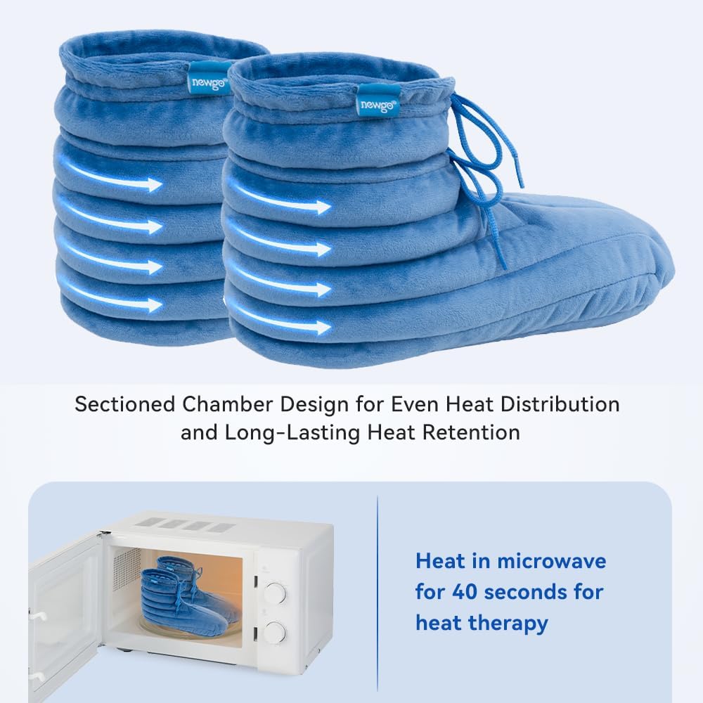 NEWGO Calentadores de pies para microondas, botines calefactables para microondas con calor penetrante profundo para aliviar la rigidez del pie,