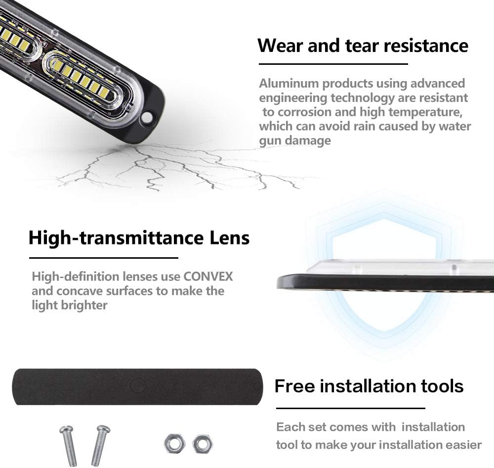Sidaqi Luz estroboscópica de emergencia LED, montaje en superficie impermeable, luz LED blanca de advertencia de peligro de advertencia para