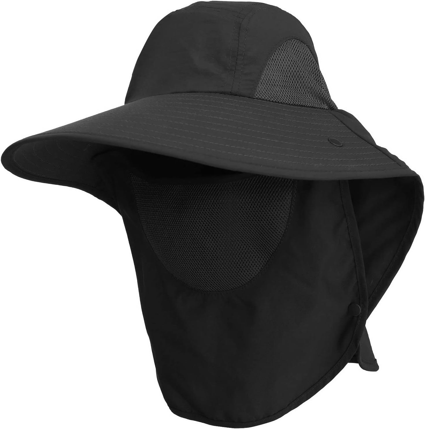 Sombrero de pesca UPF 50+ para hombre y mujer, sombrero de ala ancha con cubierta facial desmontable y solapa para el cuello