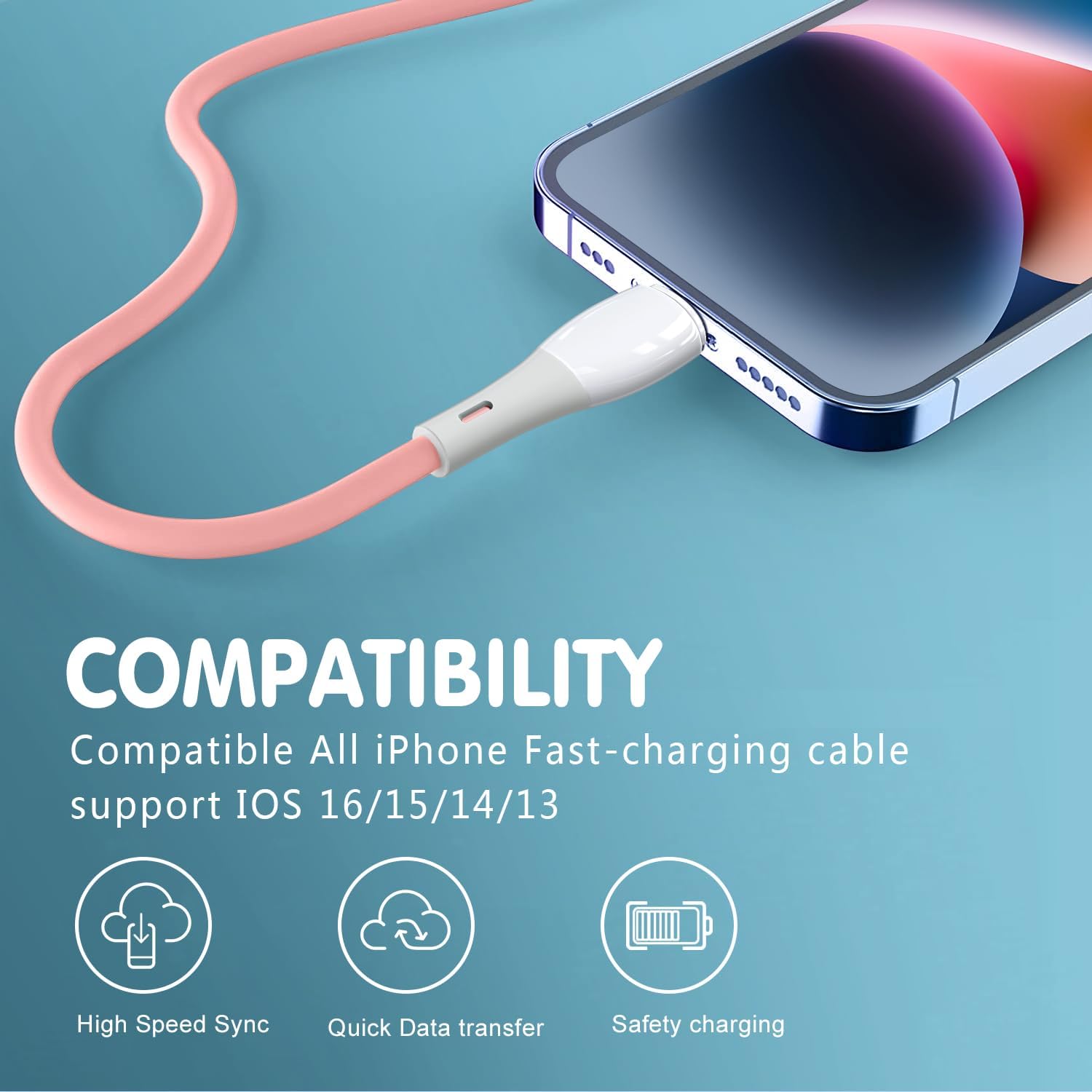 DFLASHS Cable de carga para iPhone con certificación MFi, paquete de 3 cables Lightning de 3 pies para iPhone 14131211 Pro MaxMiniXS MAXXRXSX87Plus6