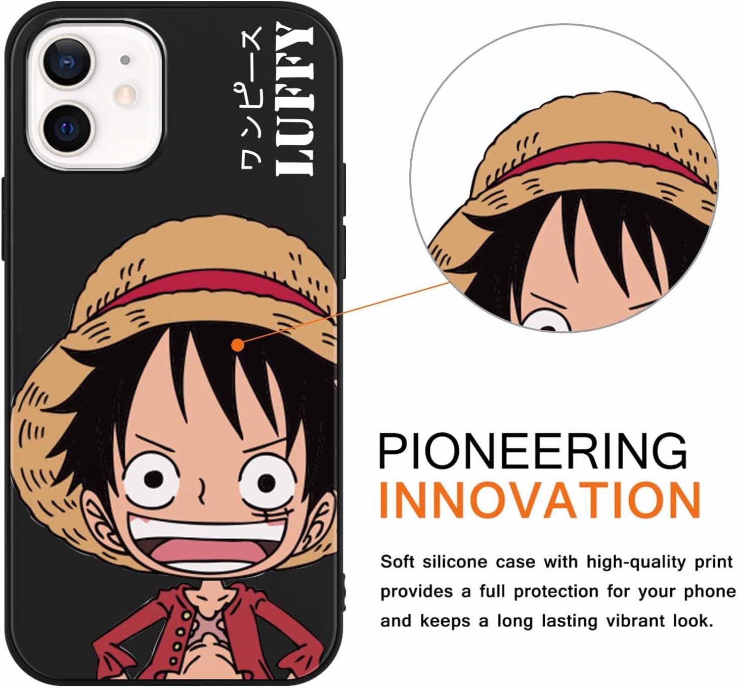 2 fundas de silicona para iPhone 12 Pro  iPhone 12 de 6.1 pulgadas, estampado de personajes de dibujos animados de anime japonés para hombres,