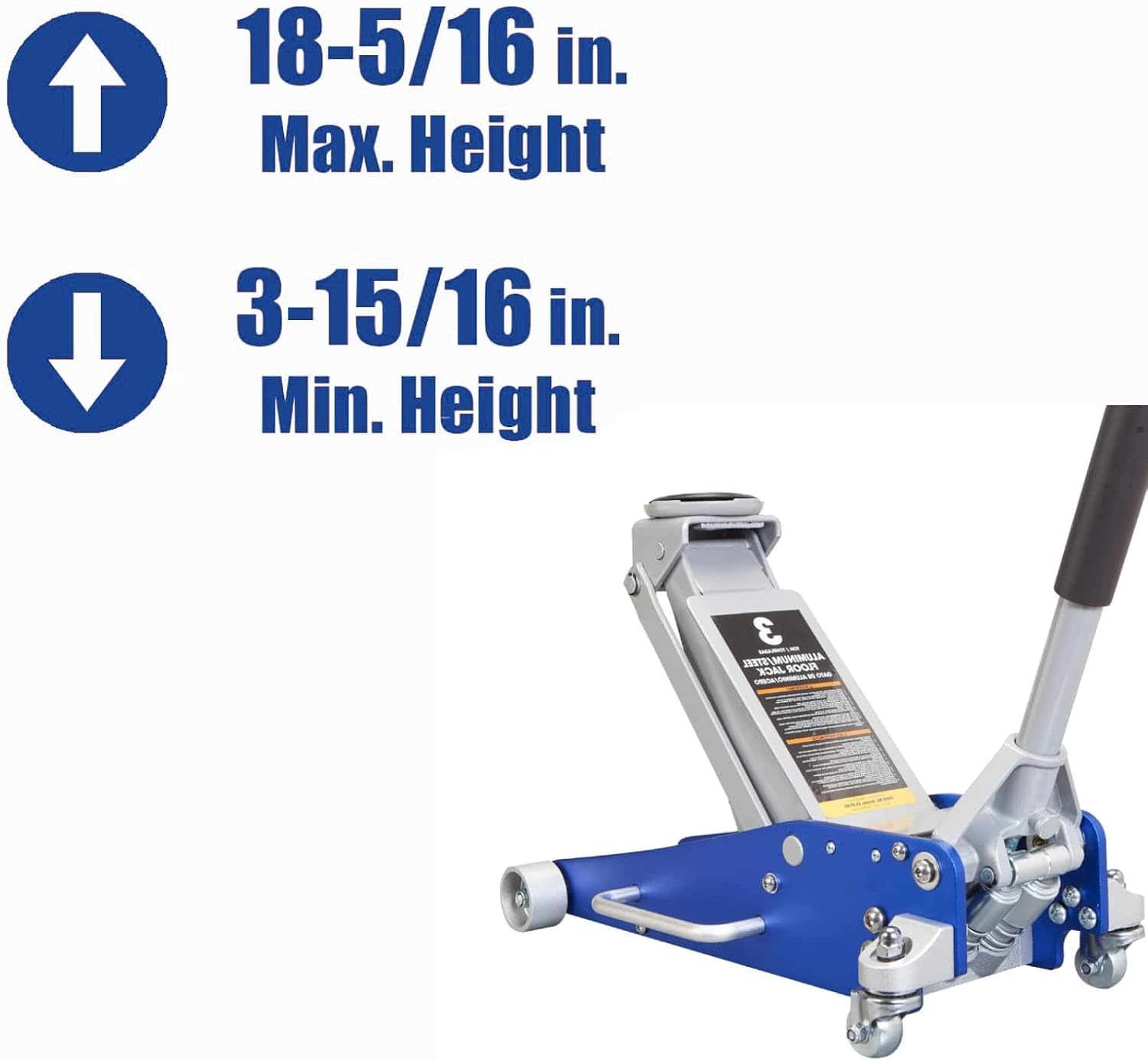 TCE AT830011LU Torin Gato hidráulico de bajo perfil de aluminio y acero para piso de carreras con bomba de elevación rápida de doble pistón,