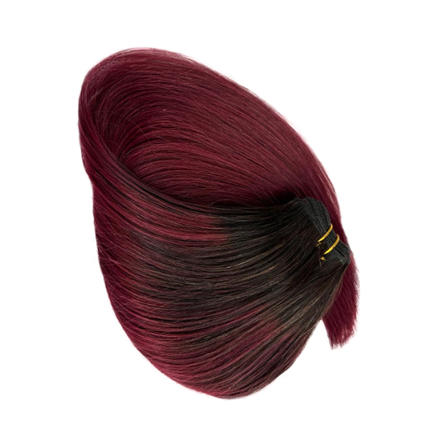 Extensiones de cabello humano para coser, color burdeos, atadas a mano, extensiones de cabello de trama de 16 pulgadas, sedosas y lacias,