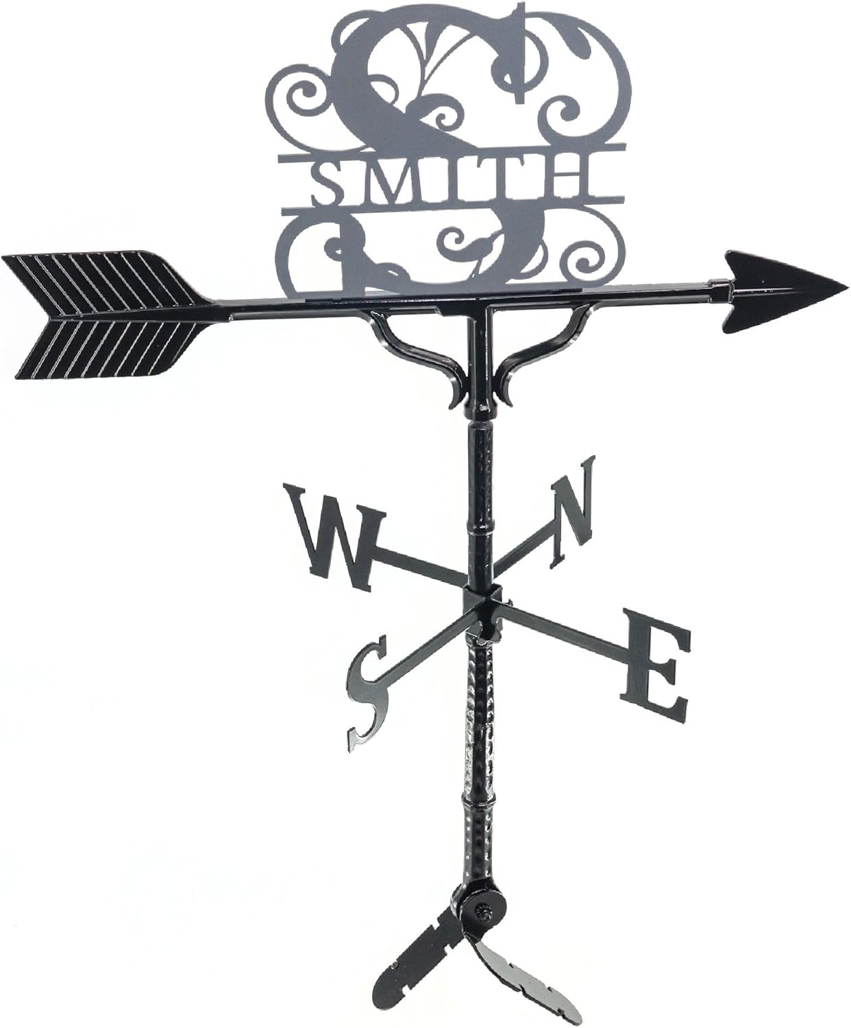 Veleta personalizada con monograma – Letrero de nombre de metal – Decoración al aire libre – Soporte de techo incluido – Metal fundido – Fácil de