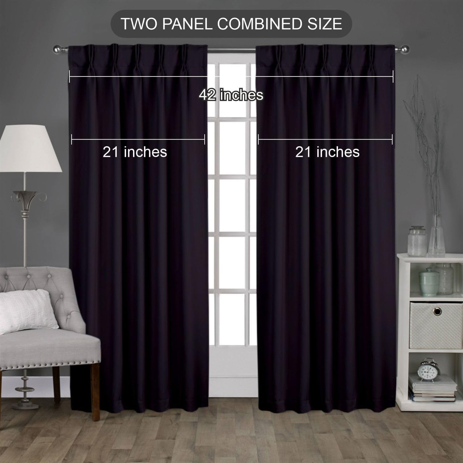 Magic Drapes – Cortina de ventana con doble plisado, 100% poliéster, para la decoración del hogar 2 paneles tipo blackout con aislamiento térmico.