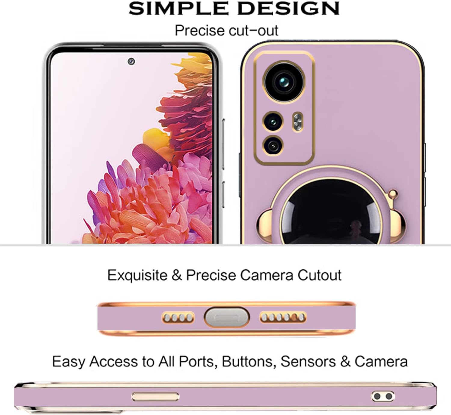 Funda compatible con Redmi Note 12s con chapado creativo astronauta caricatura, rosa, funda para teléfono Xiaomi Redmi Note 12s, funda de silicona a