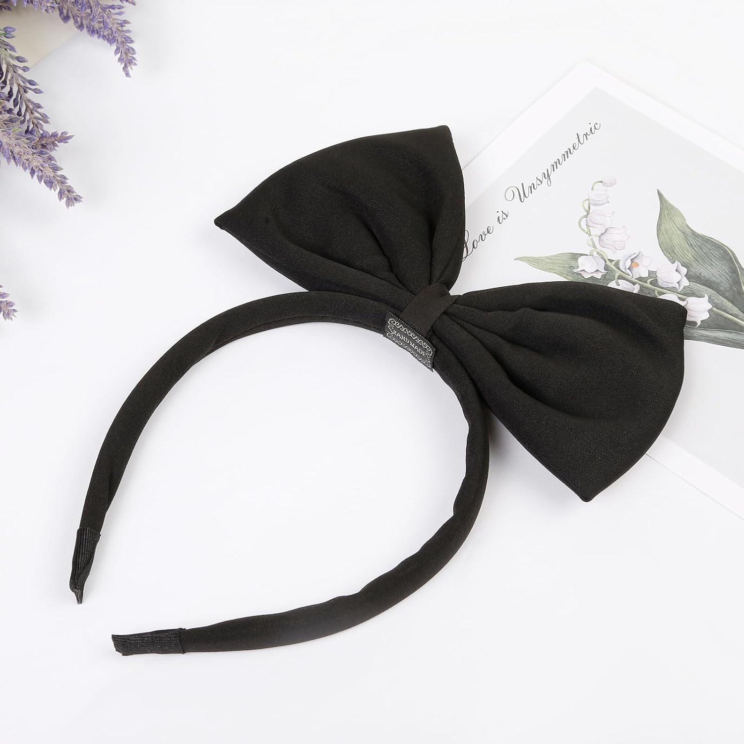Huachi Diadema de lazo negro para mujeres y niñas, lindas diademas de lazo grande, accesorios para disfraz de cosplay, accesorios para el cabello,