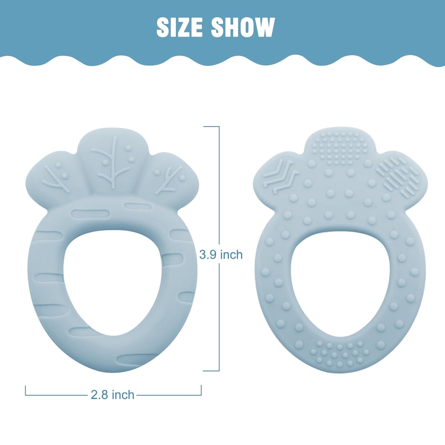 ACCKUO Juguetes de dentición para bebés de 12 meses, mordedor de silicona para exploración sensorial y alivio del dolor de dentición