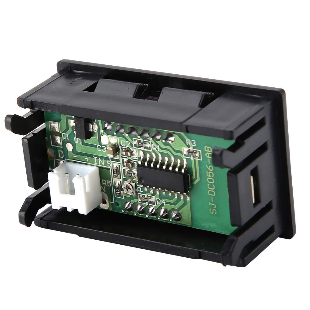 Medidor de voltaje, voltímetro de 0.56 pulgadas, dos cables, pantalla LED digital, medidor de voltaje para batería de 12 V 24 V (luz de fondo de
