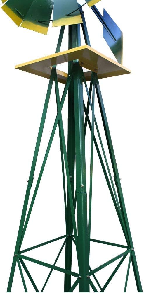 Molino de viento de acero ornamental de 8 pies para jardín, paleta resistente a la intemperie, decoración para el hogar, jardín, patio trasero