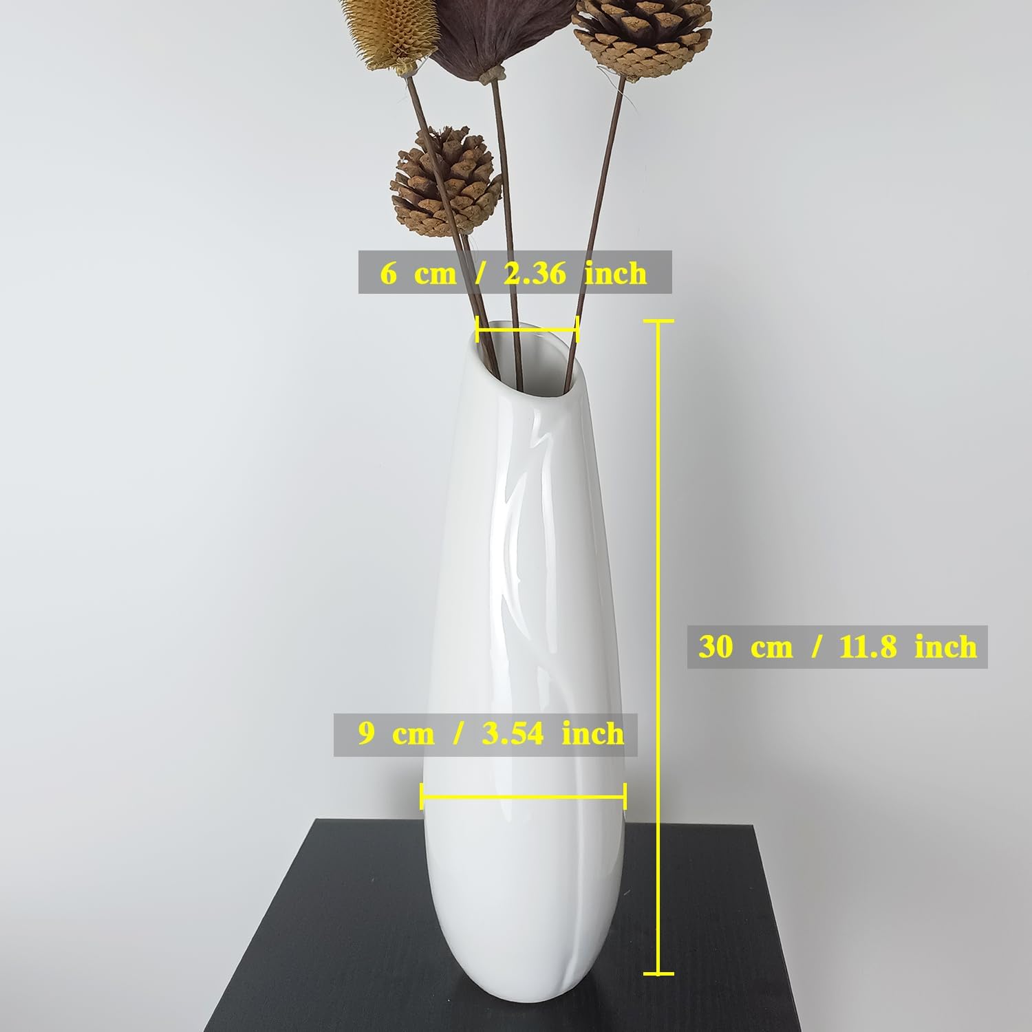 Florero de cerámica blanca, floreros modernos con textura de 12 pulgadas de alto para granja, decoración del hogar, estante, centros de mesa,