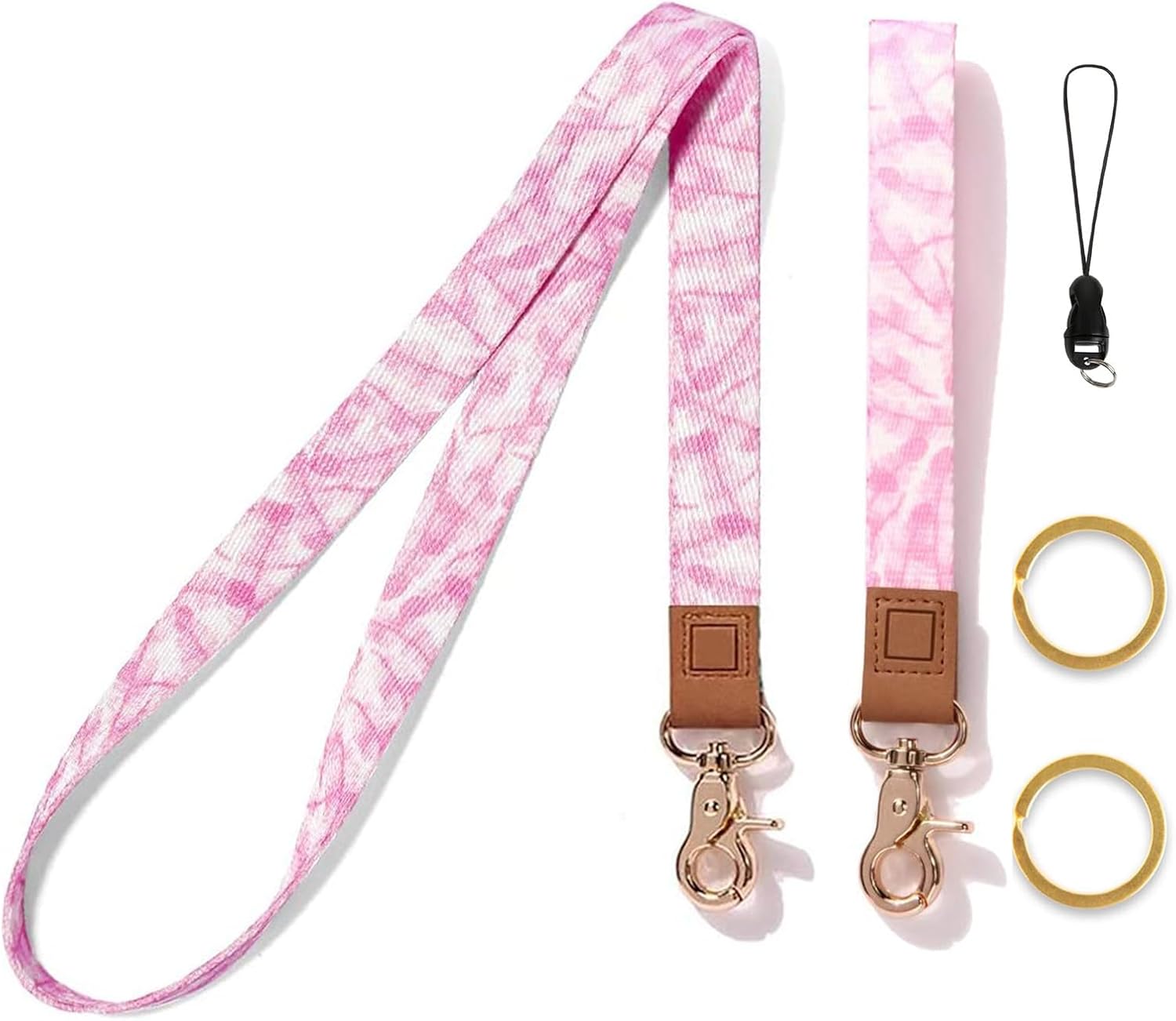 Stylish Colorful Wristlet Keychain for Women and Men,Cute Patterns Lanyard for ID Badges and Keys with 2 Keyrings