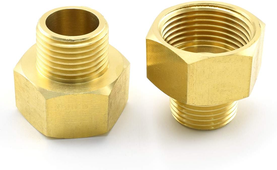 Adaptador de montaje de tubería de latón 12 “NPT macho a 34 “NPT conector reductor hembra, 2 piezas