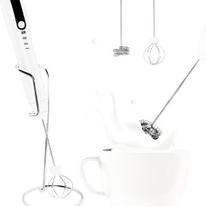 Espumador de leche de mano USB-C recargable mezclador de espuma de bebida eléctrico con 2 cabezales, 1 soporte, 3 velocidades ajustables, mini Espumador de leche de mano USB-C recargable mezclador de espuma de bebida eléctrico con 2 cabezales, 1 soporte, 3 velocidades ajustables, mini