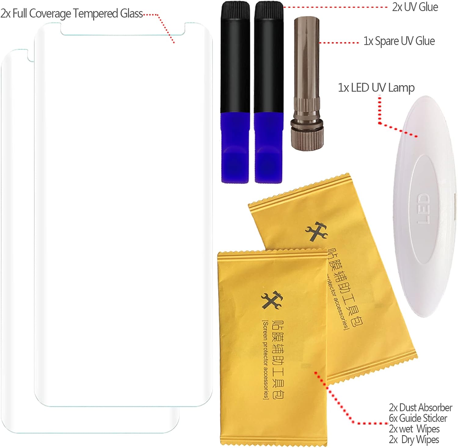 Johncase Paquete de 2 protectores de pantalla compatibles con Samsung Galaxy Note 8  Note 9, película de vidrio templado curvado 3D de borde