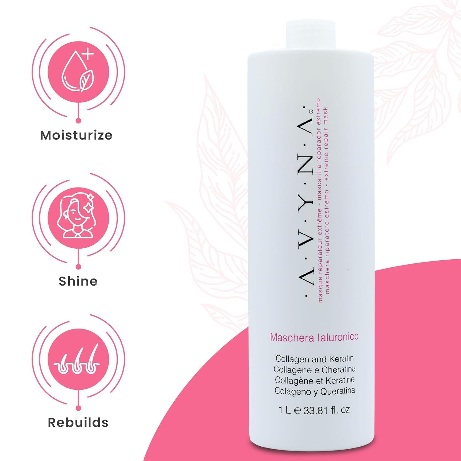 Avyna Acondicionador para cabello seco dañado con ácido hialurónico 33.81 fl oz