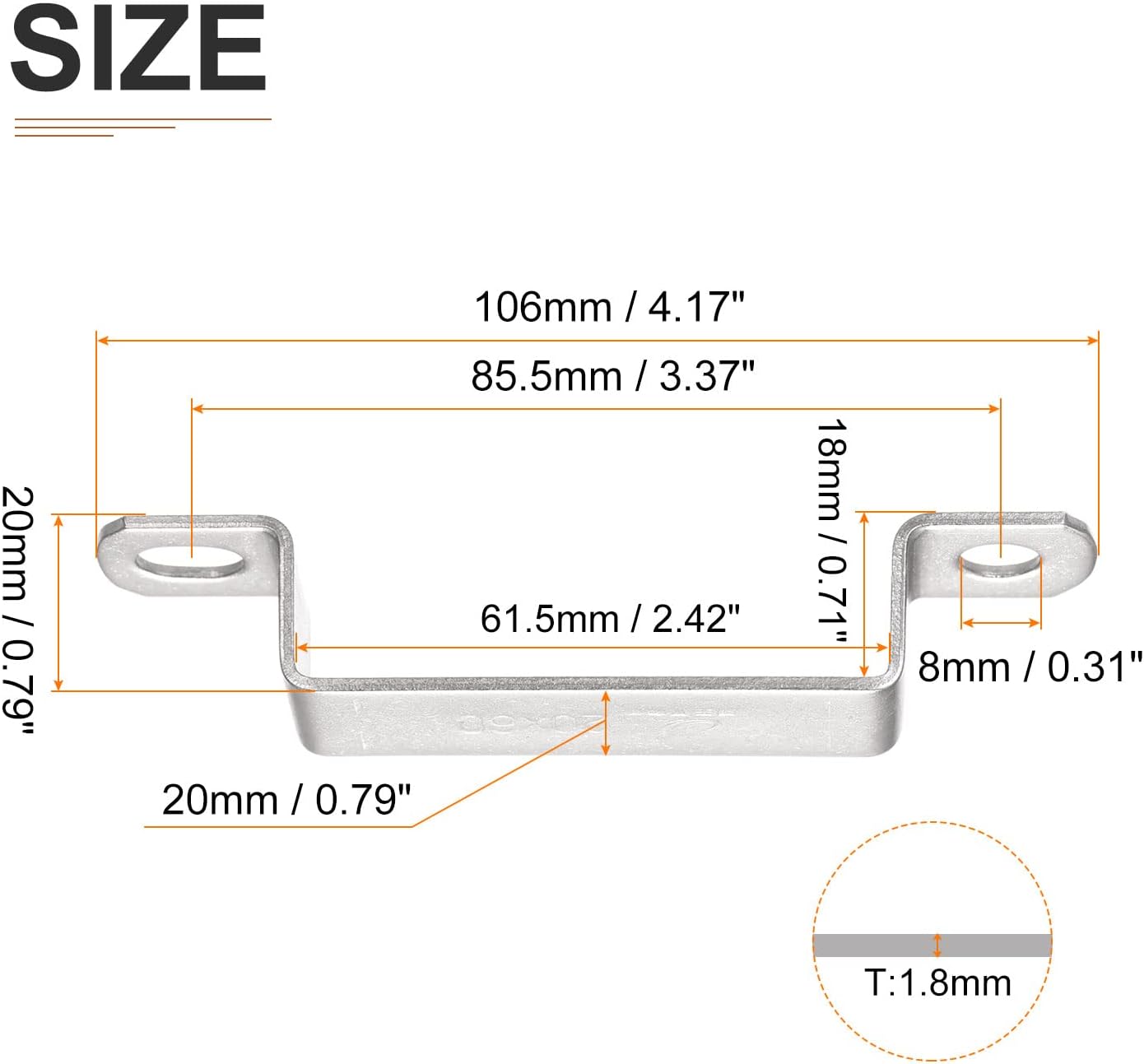 DTGN Soporte de conector de puntal en forma de U de 0.709 in x 2.421 in (InnerHxInnerW) – Paquete de 6 – Bueno para fijación de tuberías en el hogar