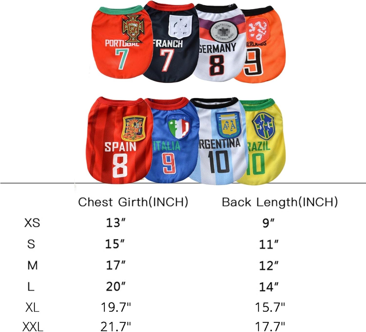 Ropa para perro, juego de 8 piezas de camiseta deportiva con temática de fútbol americano para mascotas, para cachorros pequeños, medianos y
