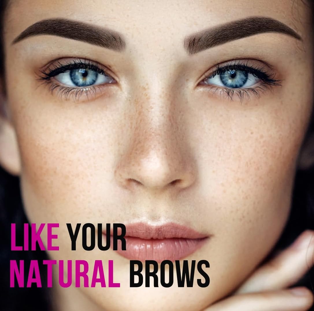 Kit de sellos para cejas, impermeable, fácil de usar, kit de plantillas para cejas de aspecto natural, con bolsa de viaje y dos tubos de tamaño