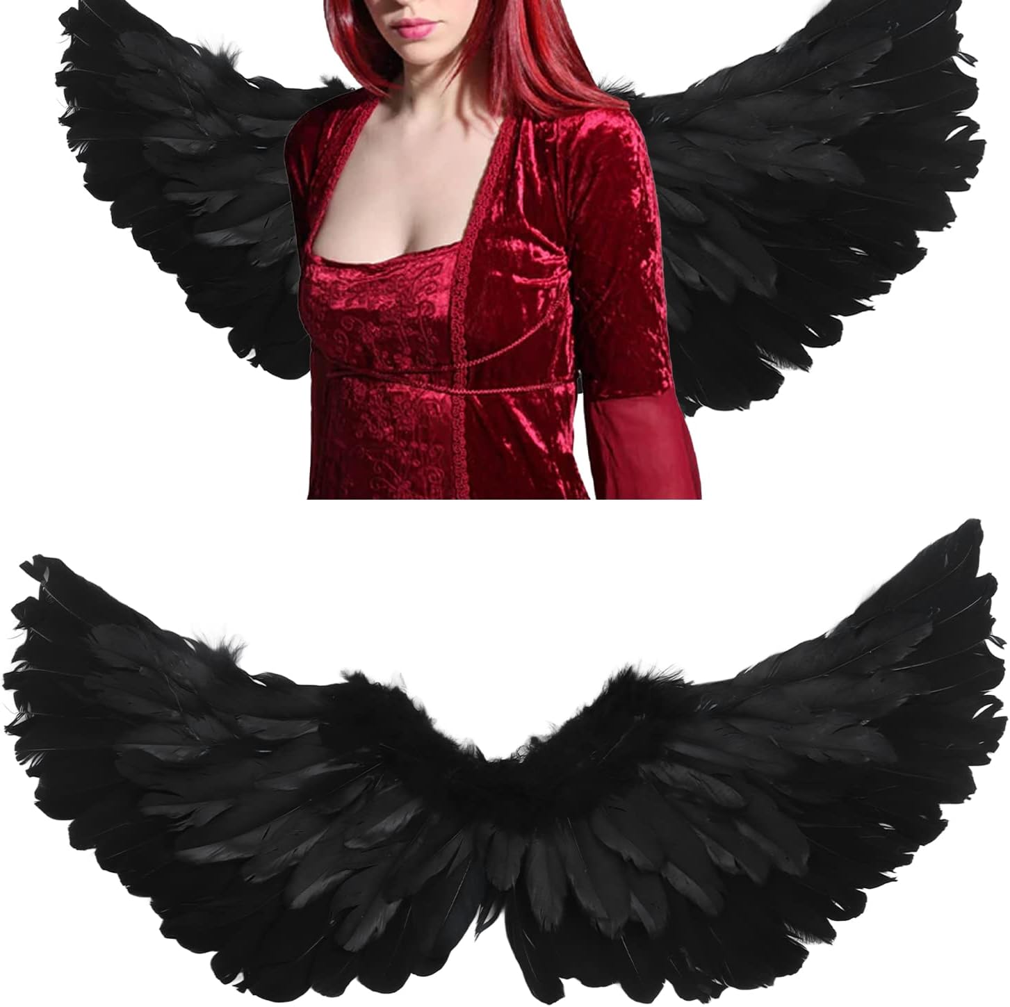 Alas de plumas de ángel, juego de diadema con aureola, decoración de Halloween, decoración de Halloween, diseño de escena, fiesta de baile,