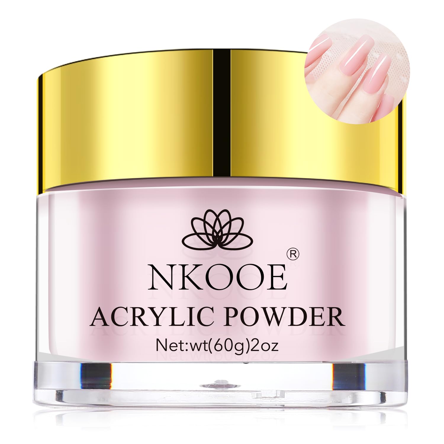 NKOOE Juego de polvo acrílico rosa de 2 onzas, polímero de uñas de alta capacidad de 2.12 oz, sin necesidad de brillar la luz, manicura francesa,