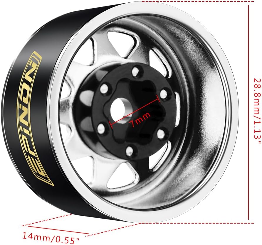 Rueda Beadlock de 1.0 pulgadas con anillo de abrazadera de latón para 118 TRX4M 124 Axial SCX24 FMS FCX24 RC Crawler accesorios de actualización de