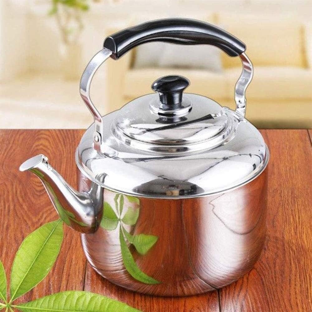 Hervidor de té silbante de acero inoxidable, capacidad 304, tetera, mango antiquemaduras, placas de inducción, estufa de gas (talla  4L)