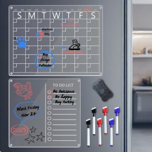 REKKUN – Pizarras magnéticas acrílicas de borrado en seco. Juego de 2 piezas de calendario mensual acrílico de 16 x 12 pulgadas y lista de tareas REKKUN – Pizarras magnéticas acrílicas de borrado en seco. Juego de 2 piezas de calendario mensual acrílico de 16 x 12 pulgadas y lista de tareas