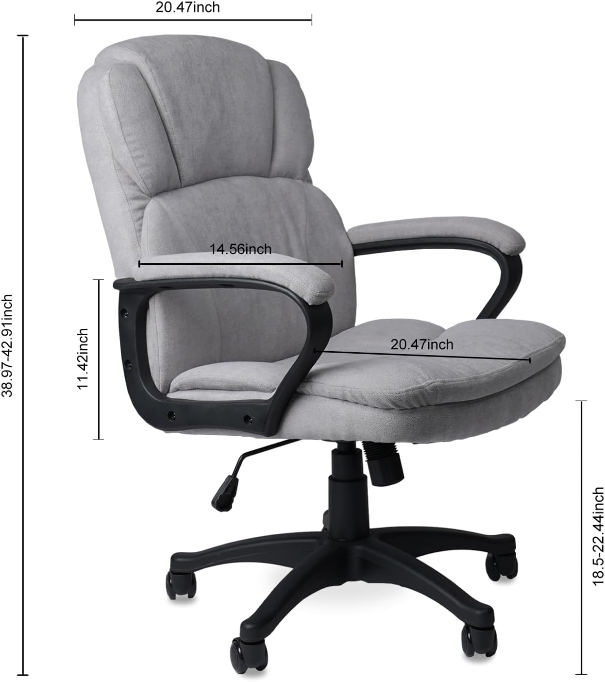 CLATINA Silla de oficina ejecutiva ergonómica con tapizado giratorio de altura ajustable, acolchado grueso para reposacabezas y reposabrazos para
