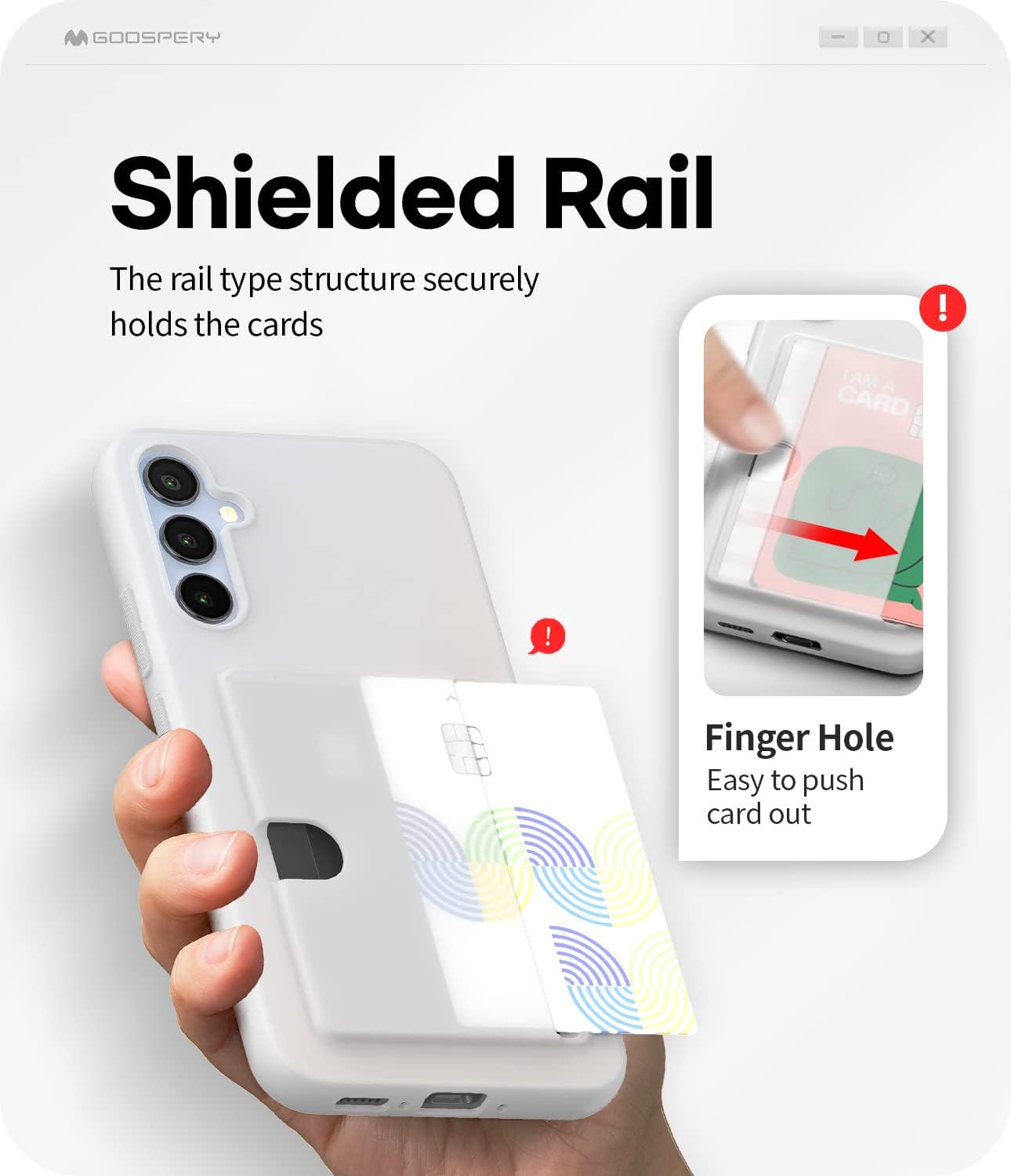 GOOSPERY Rail 2 – Funda para tarjetas con tarjetero compatible con Galaxy A34 5G silicona ligera + protección suave Soporte para tarjetas de
