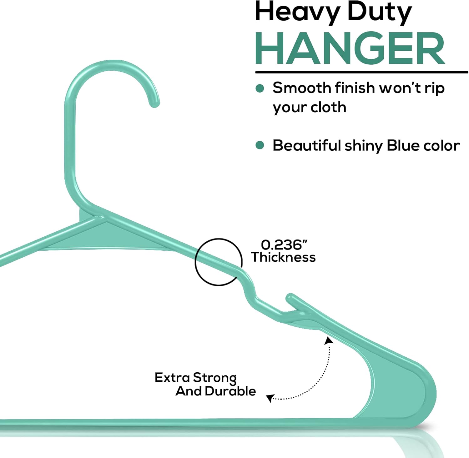 Utopia Home Clothes Hangers 30 Pack – Plastic Hangers Space Saving – Durable Coat Hanger with Shoulder Grooves (Aqua)