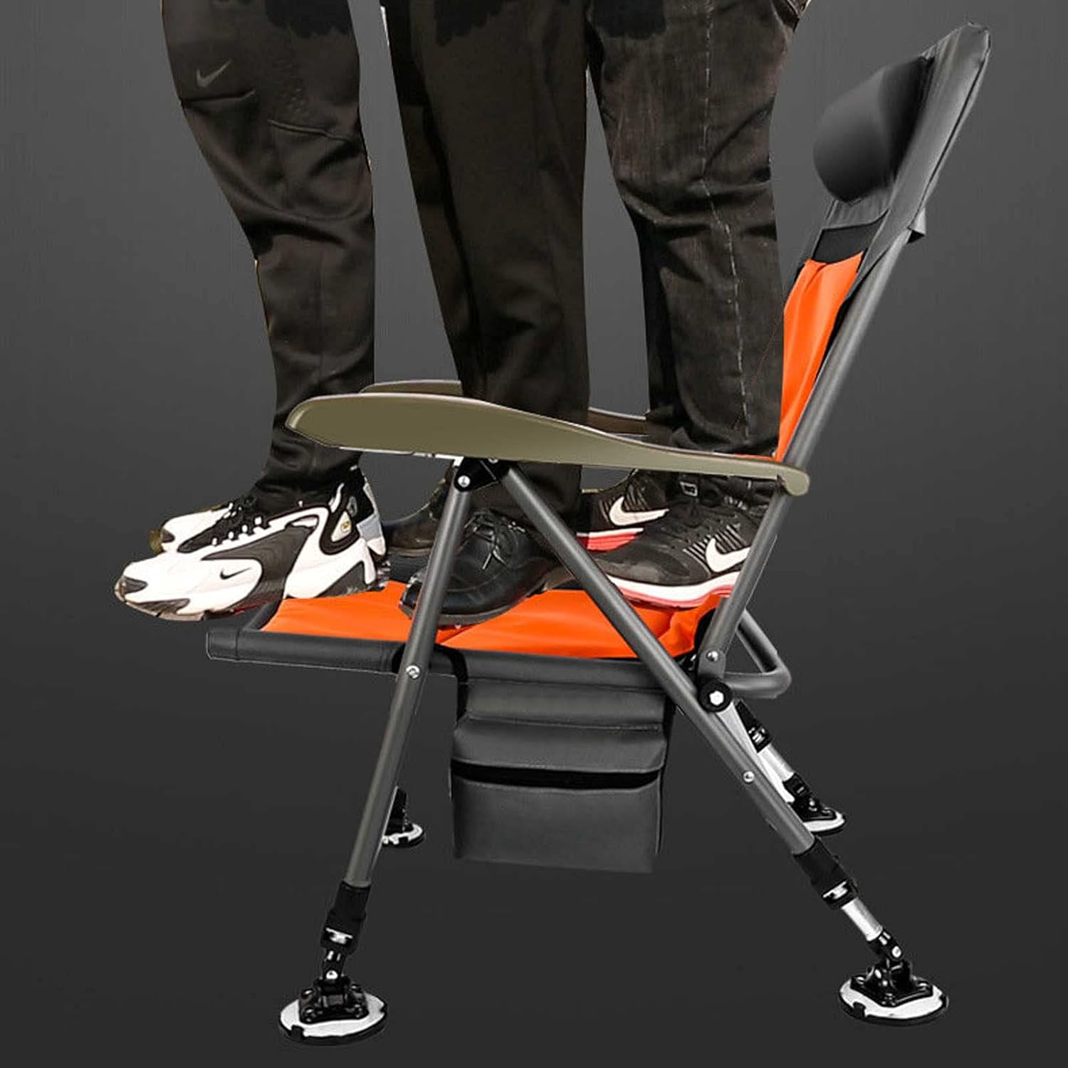 TEmkin Silla reclinable, silla de pesca portátil, asiento de camping plegable, sillón fuerte, respaldo ajustable, disponible en todas las