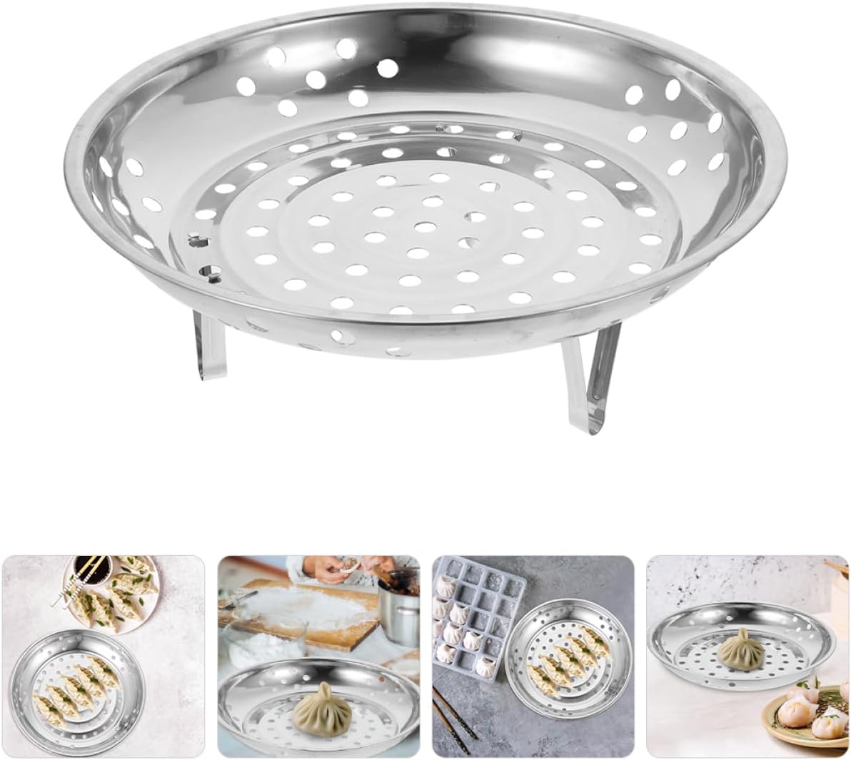 RORPOIR Hair Steamer Steam Basket Stainless Steel Food Dish Stainless Steel Food Tray Dumpling Storage Plate Metal Plate Salad Holder Leaky Disk
