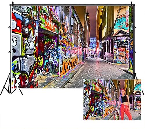 Yeele – Fondo de pared de graffiti urbano, 10 x 8 pies, diseño retro de dibujos animados de los años 80 y 90, estilo hiphop, fondo de fotografía,