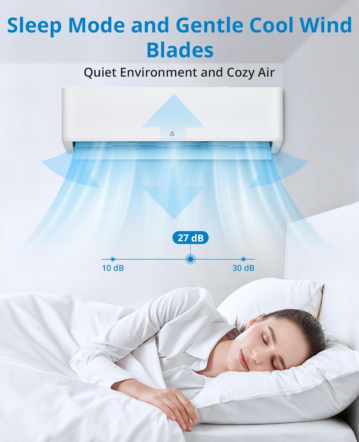 Mini sistema de calefacciónaire acondicionado dividido de 9,000 BTU, inversor de aire acondicionado dividido 23 SEER, enfría habitaciones de hasta