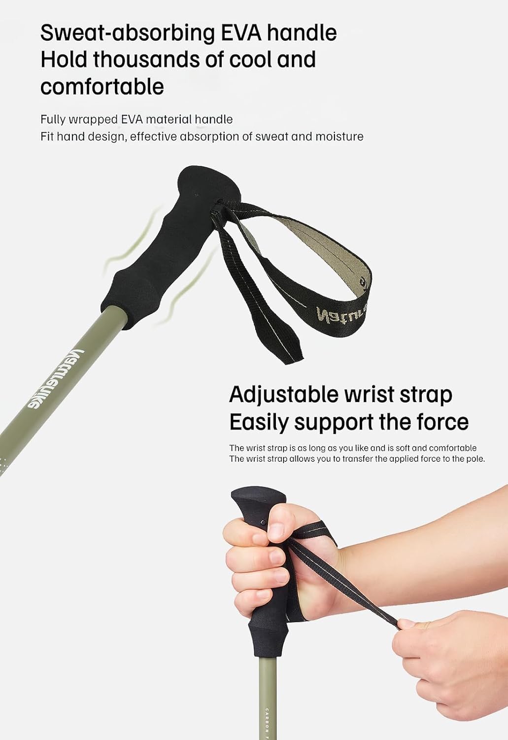Naturehike – Bastones de senderismo de fibra de carbono 3K, plegables y telescópicos, 3 secciones, ultraligeros para mujeres y hombres, bastones de