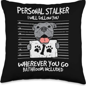Funny Pit Bull Dog Pittie Lover Gifts Funny Personal Stalker Black Pitbull for Dog Owner Throw Pillow, 16×16, Multicolor Funny Pit Bull Dog Pittie Lover Gifts Funny Personal Stalker Black Pitbull for Dog Owner Throw Pillow, 16×16, Multicolor