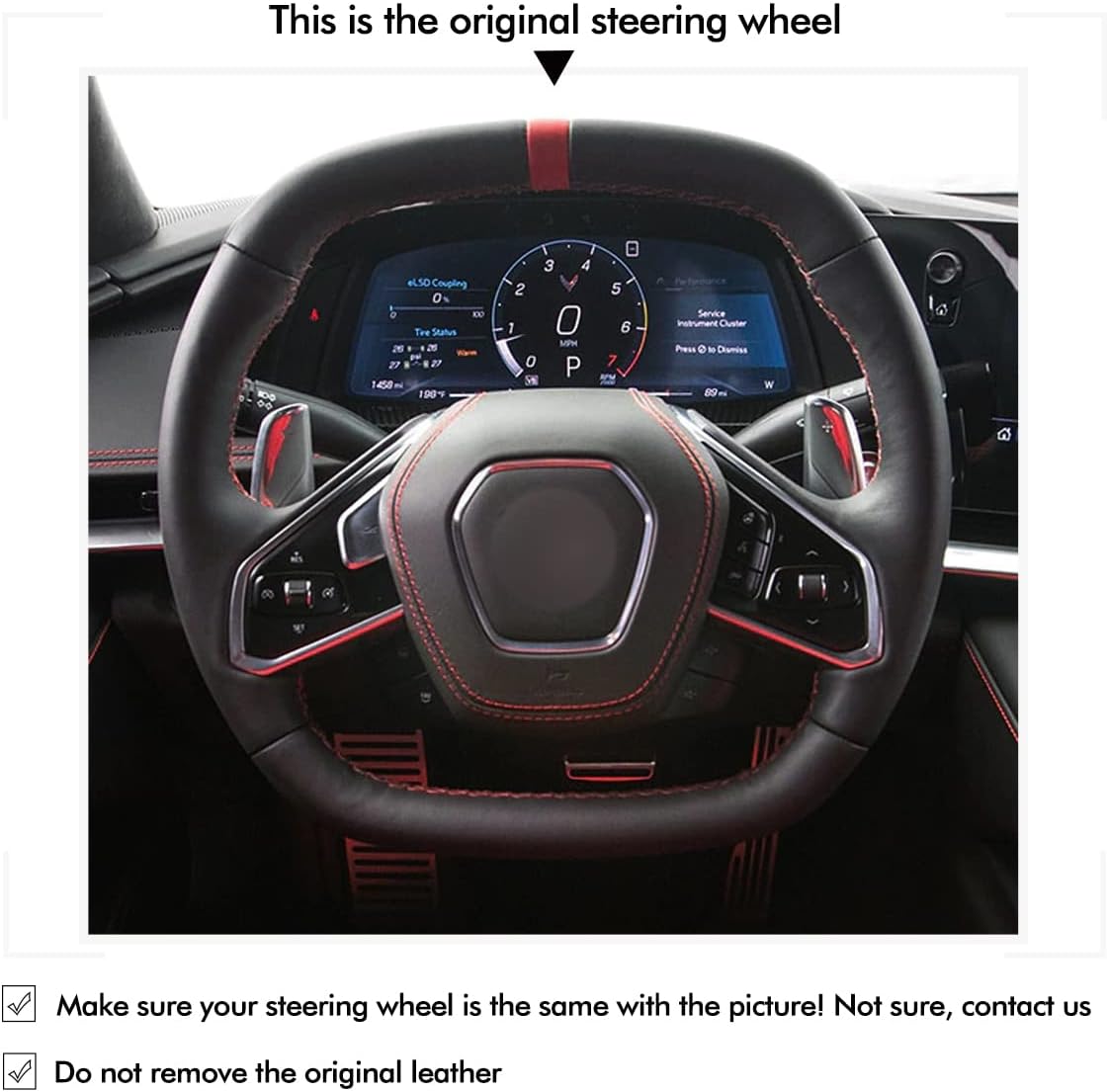 MEWANT Funda para volante de automóvil Alcantara para Chevrolet Corvette (C8) 2020-2022  Stingray  Z06