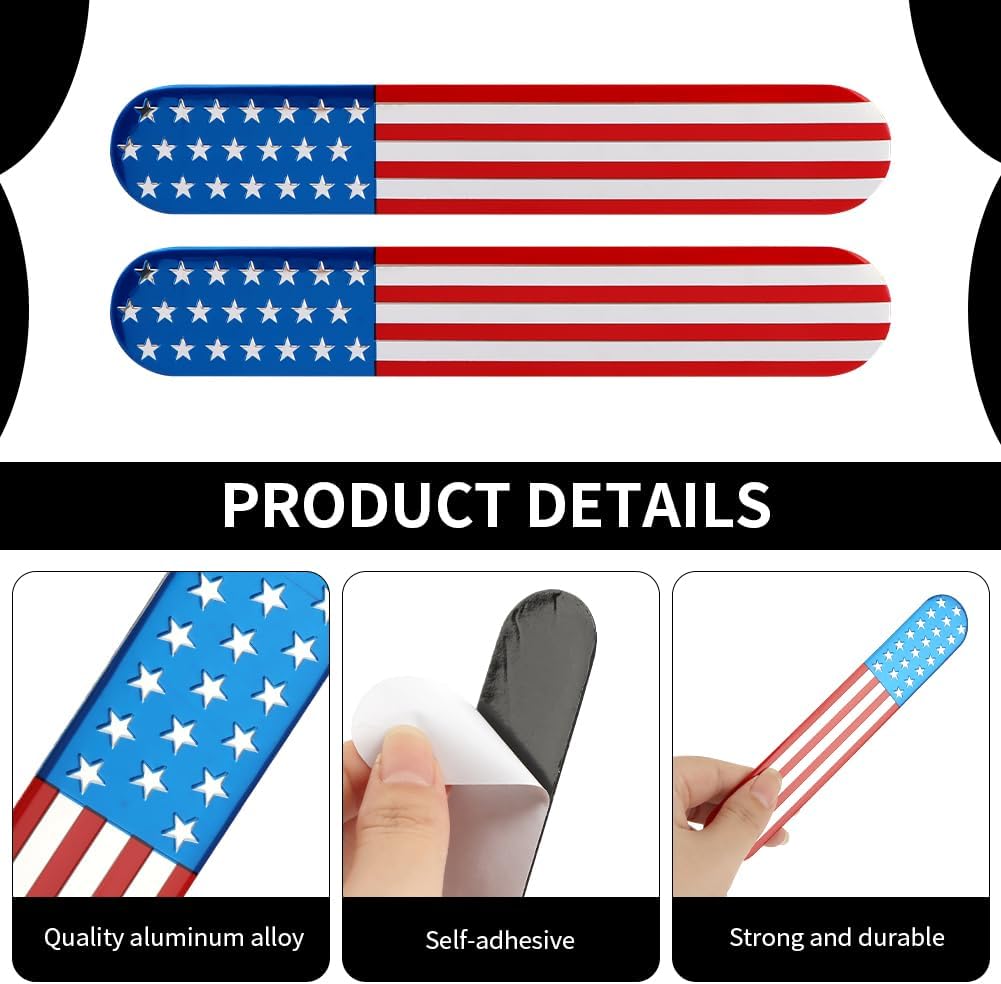 iayokocc 2 insignias de metal con la bandera estadounidense, calcomanía de automóvil para camión, accesorio para parachoques de automóvil,