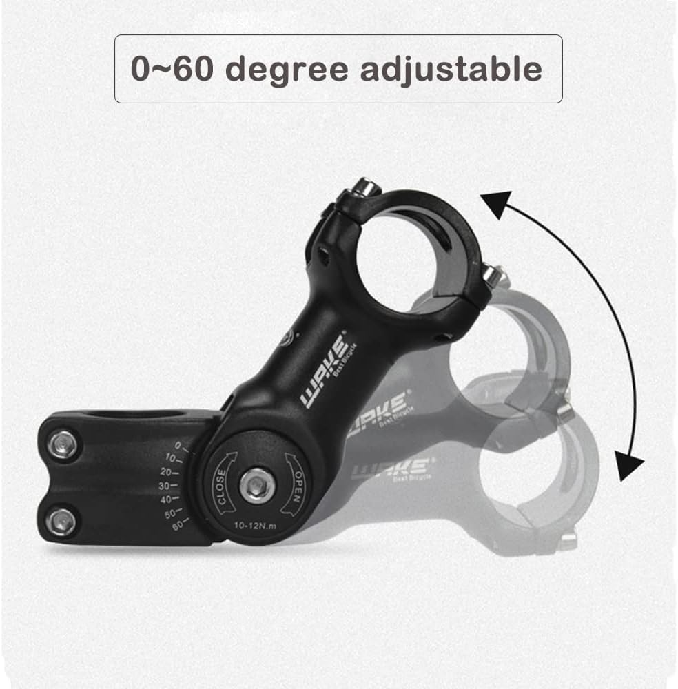 CYSKY Vástago de bicicleta ajustable 31.8 3.543in4.331in5.118in 0-60 grados ajustable MTB Stem Bike Manillar Elevador para bicicleta de montaña,