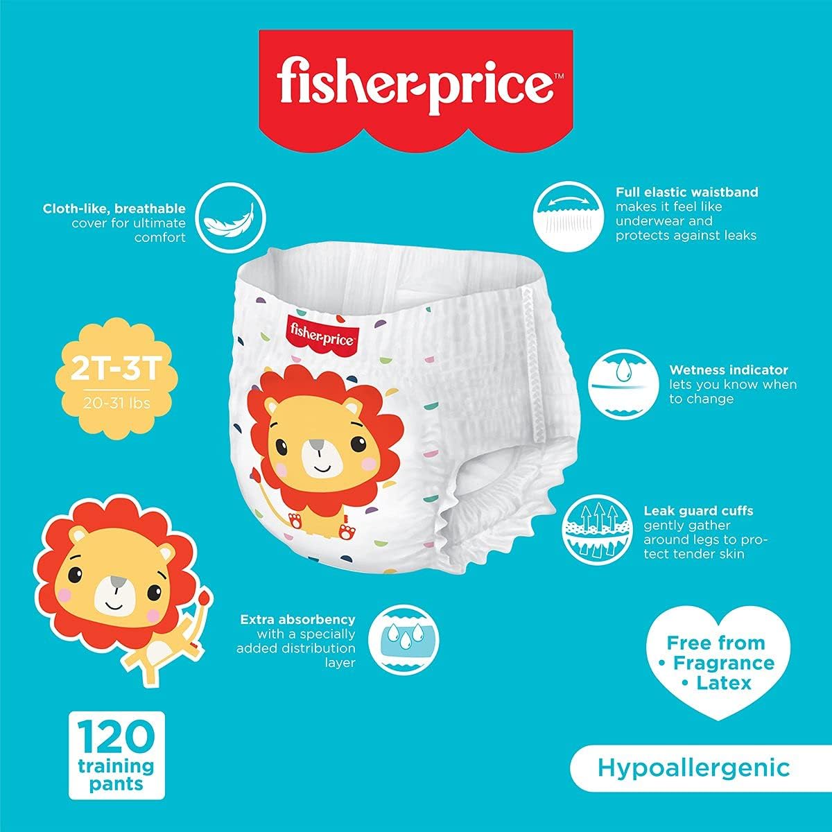 Smart Care Fisher-Price Pantalones de entrenamiento, 2T-3T (niño), 120 unidades