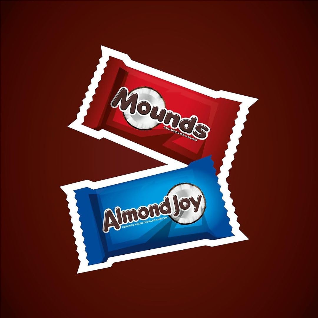 Almond Joy and Mounds – Surtido de caramelos en miniatura, barras de chocolate de coco y almendras, dulces envueltos individualmente, paquete