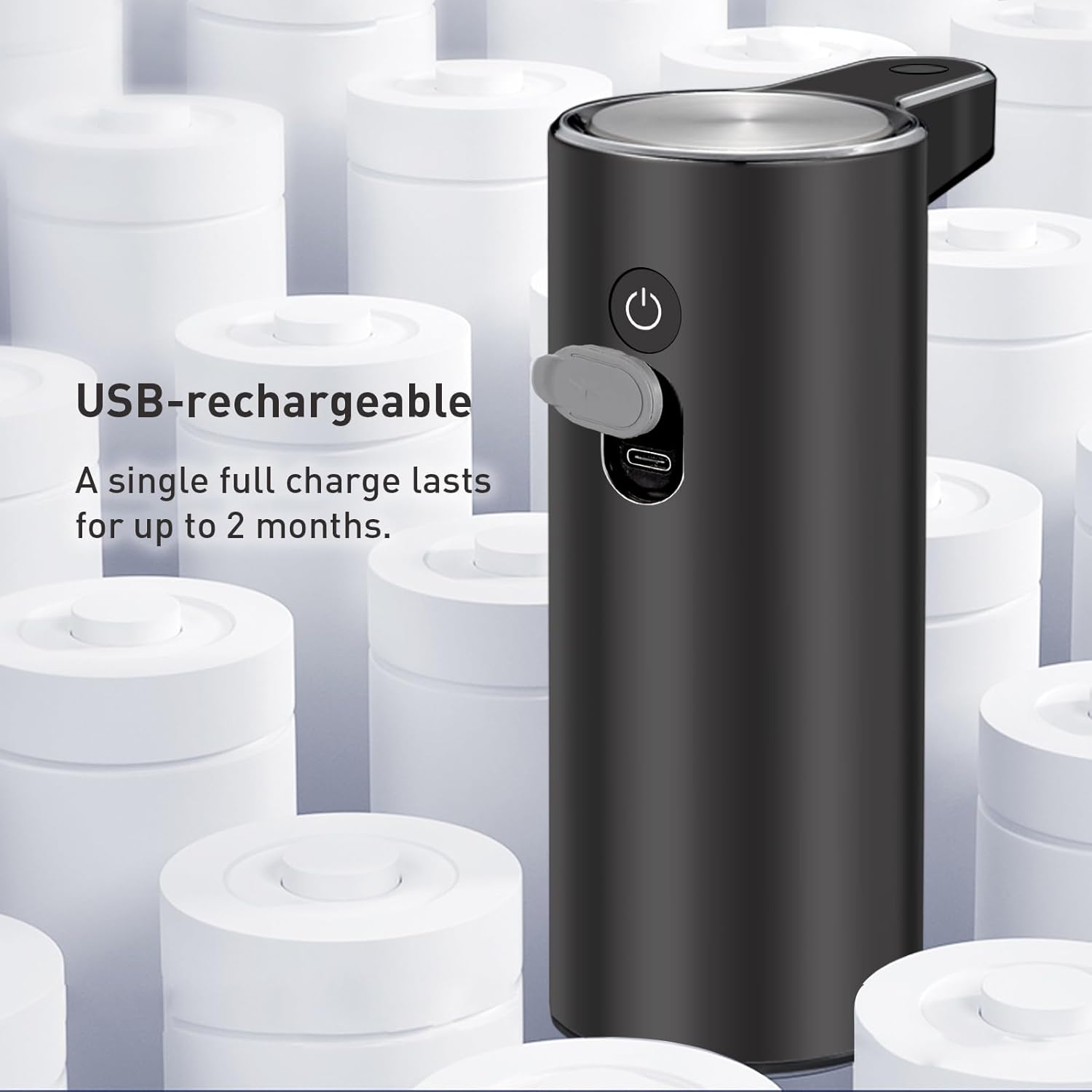 EKO Dispensador de jabón automático sin contacto Aroma para baño y cocina, dispensador de jabón líquido de manos, resistente al agua y recargable, 9