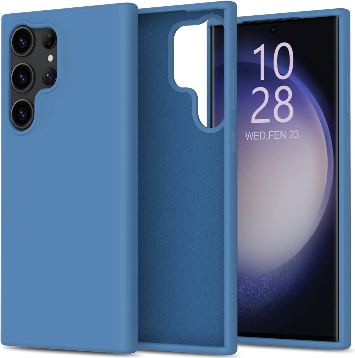 bemal Funda para Samsung Galaxy S23 Ultra, funda de silicona líquida sedosa de ajuste delgado, forro de microfibra resistente a los arañazos,