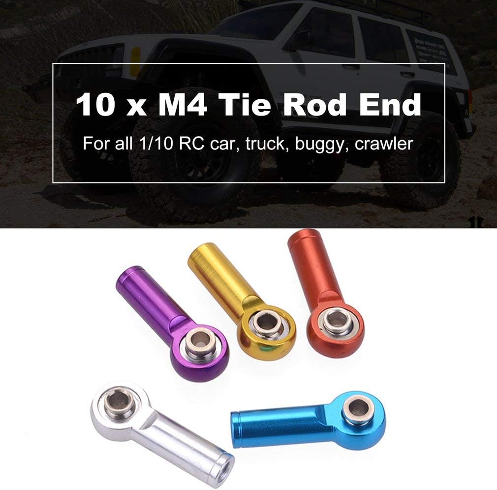 Piezas y accesorios 10pcs M4 Metal Tie Push Link Rod End Joint Ball Head Holder para 18 y 110 RC Truck Buggy Crawler Car Accessory – (color azul)
