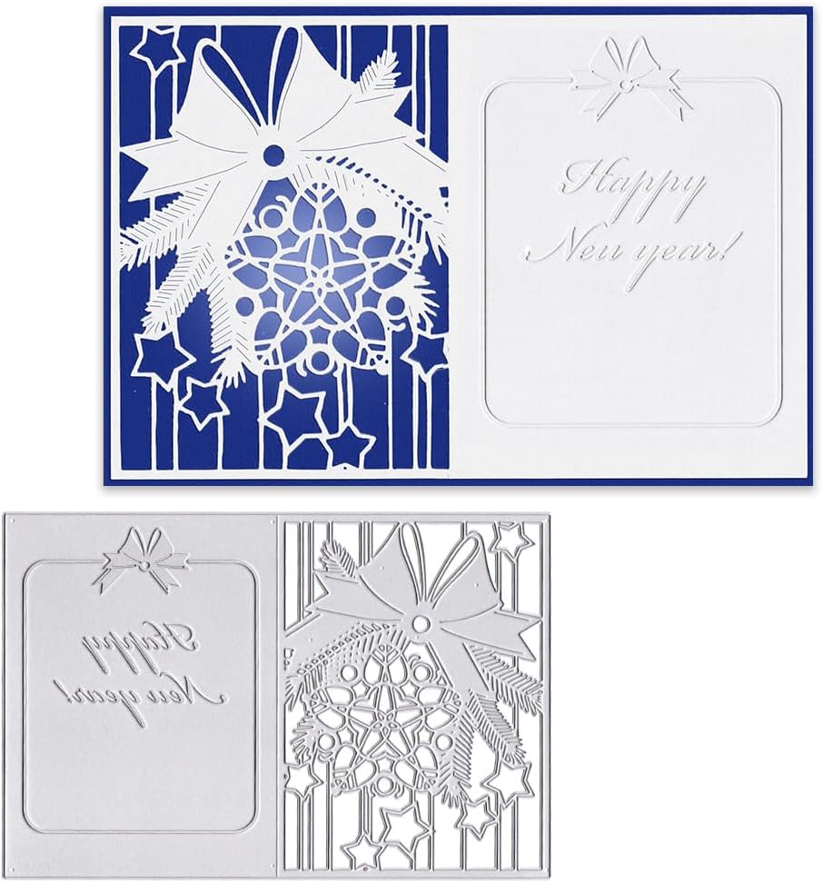 Troqueles de corte de sobres de metal para Año Nuevo, troqueles de copo de nieve de Navidad 3D, tarjetas de estrella troqueladas, plantillas en