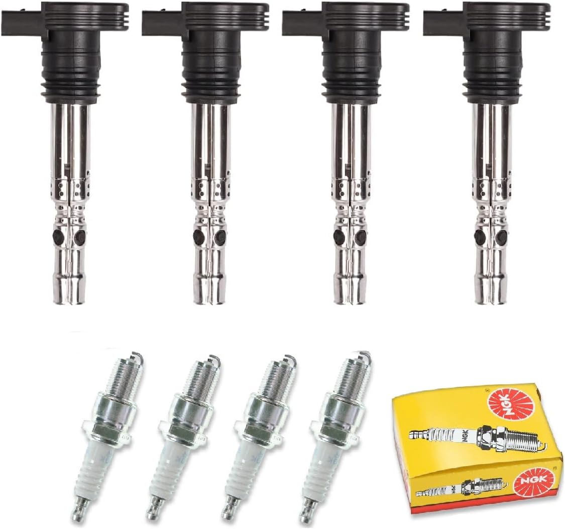 Bobina de encendido y bujía compatible con Audi Volkswagen A4 A6 Allroad Quattro Beetle Golf Jetta 1.8L L4 2001 2002 2003 2004 2005 2006 UF411