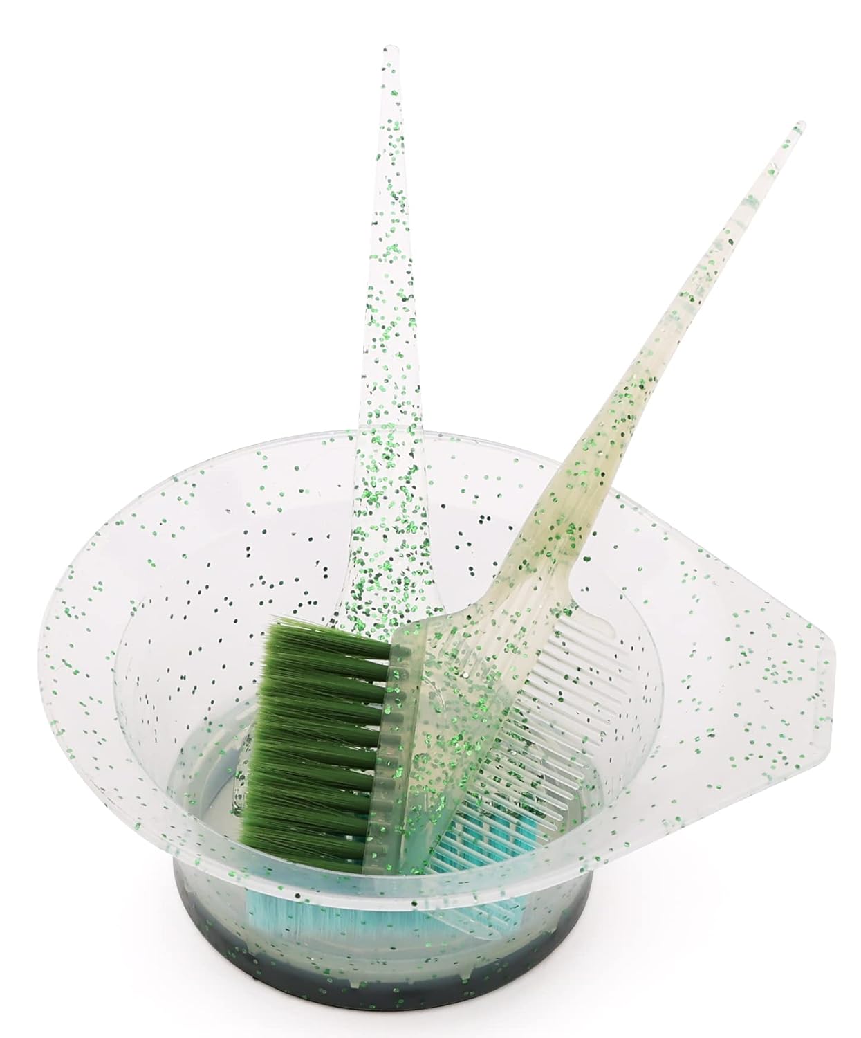 Juego de 3 brochas y tazones para teñir el cabello, kit de teñido de cabello con purpurina, cuencos de color, peine en ángulo y cepillo para color