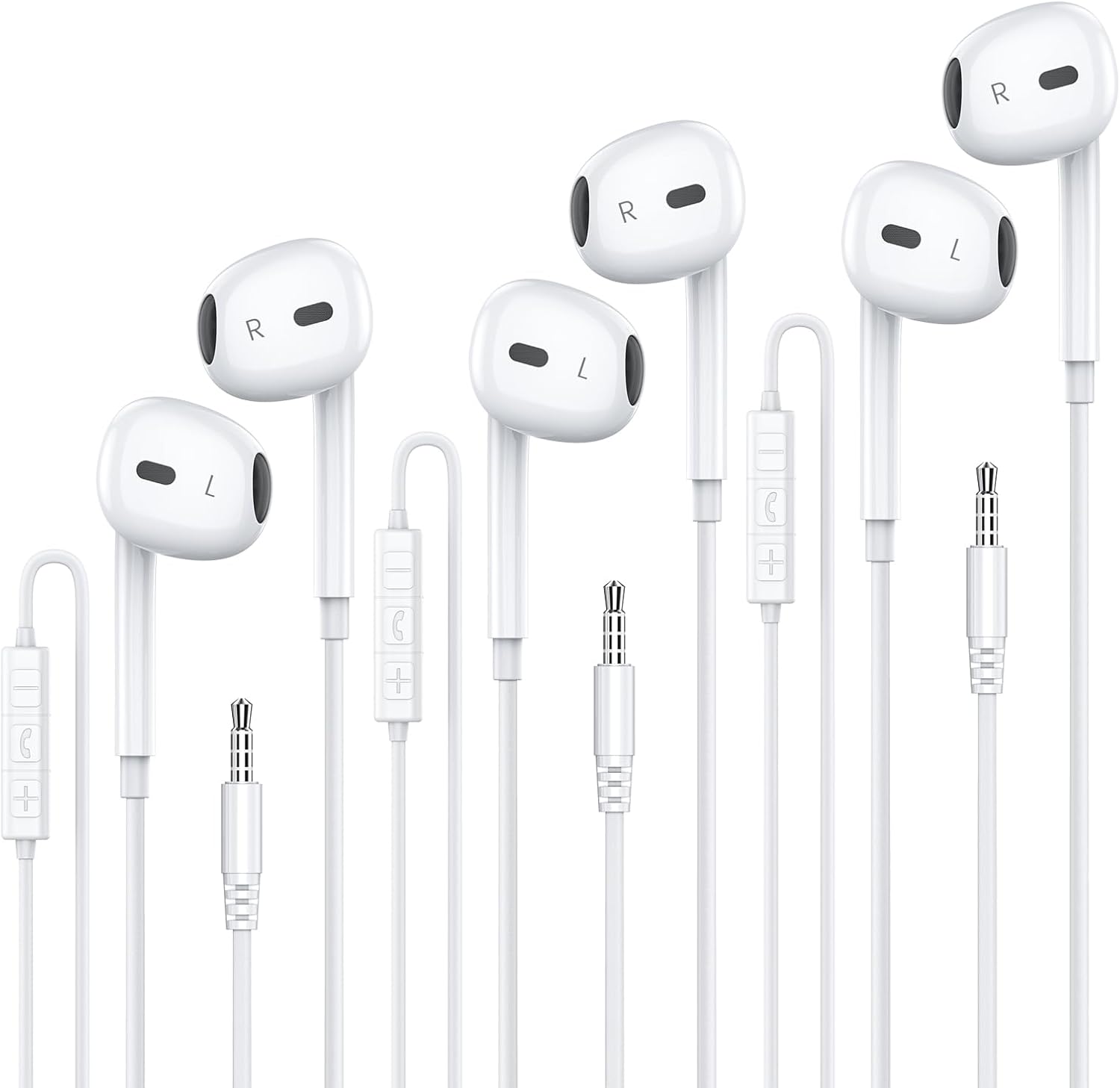 MOSWAG Auriculares con cable con micrófono, 0.138 in Jack in Ear Auriculares con micrófono adecuados para teléfonos inteligentes, computadoras,